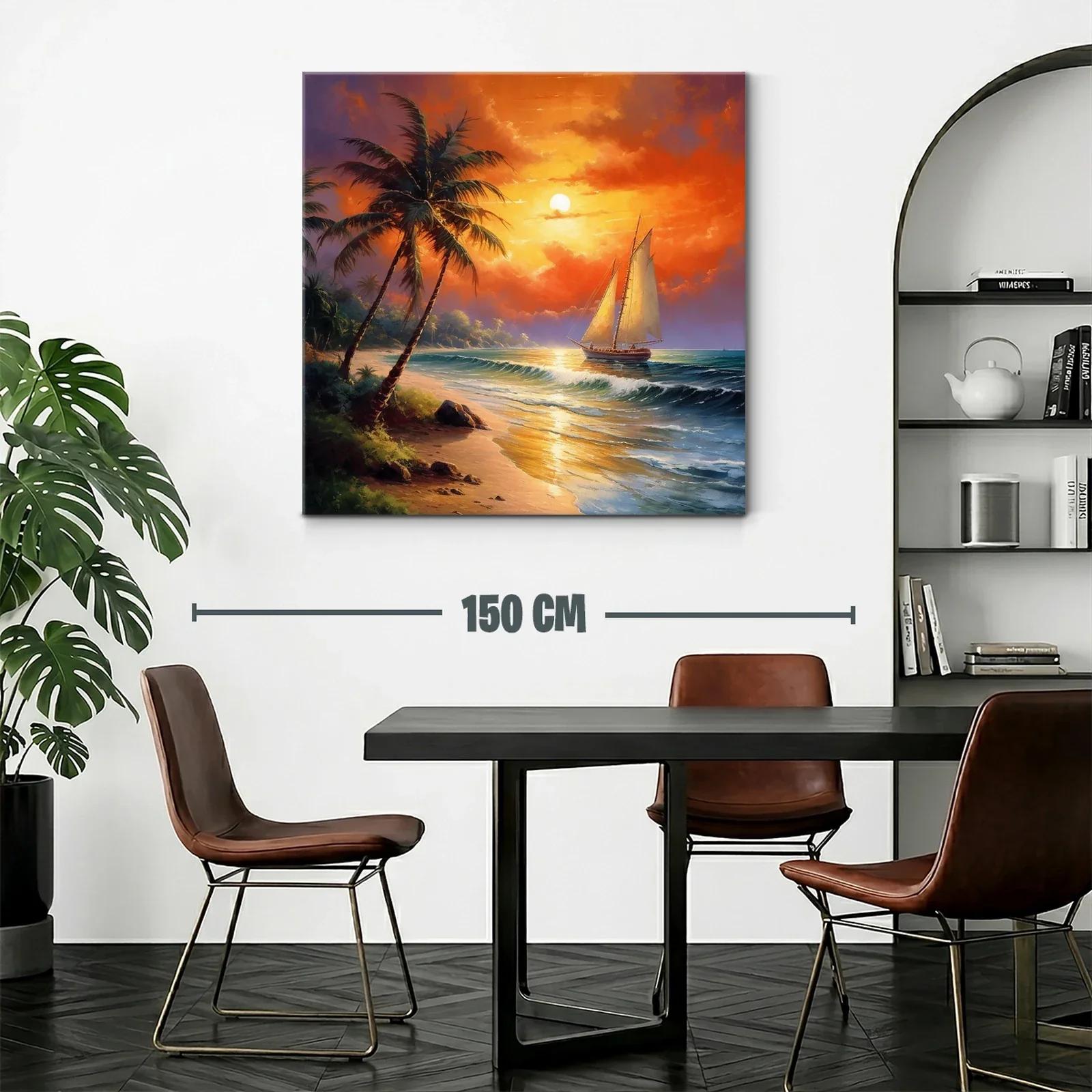 Atardecer tropical con velero navegando en el mar — miniatura 2