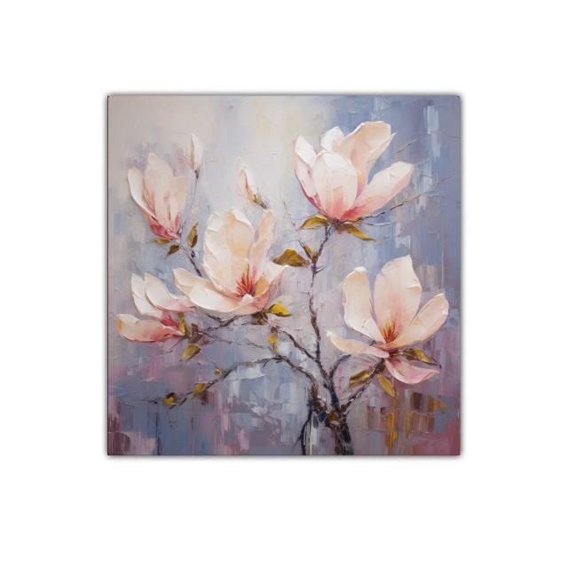 Cuadro con delicadas flores en tonos pastel cálidos