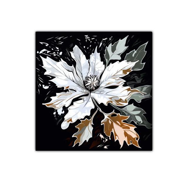 Composición artística de hojas con colores neutros y dorados