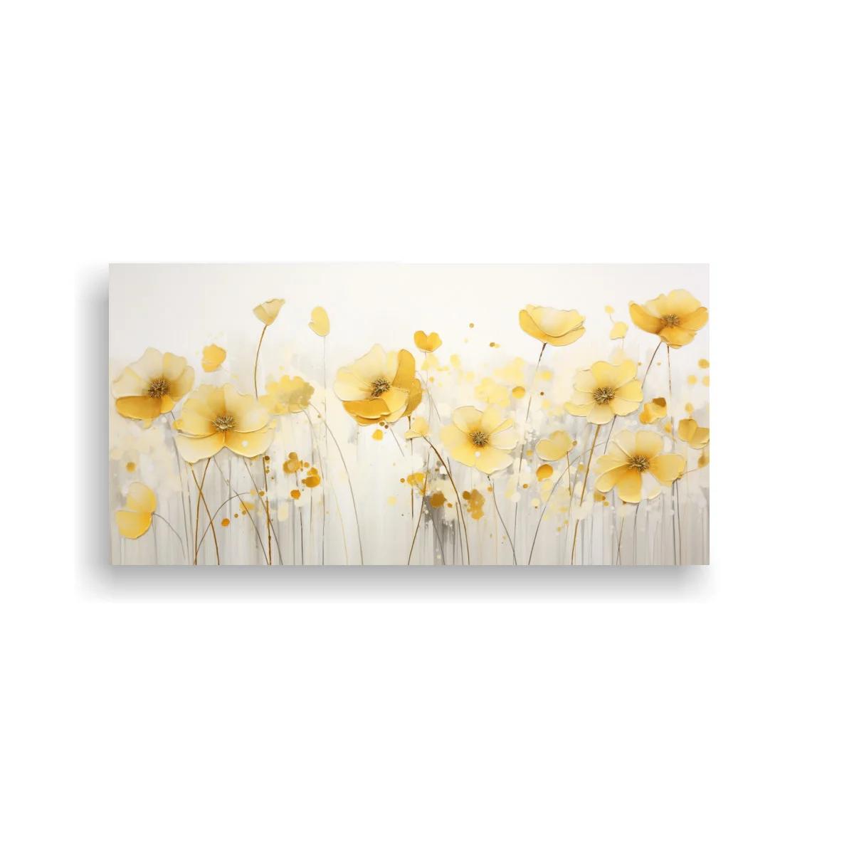 Cuadro amapolas doradas con tallos ligeros