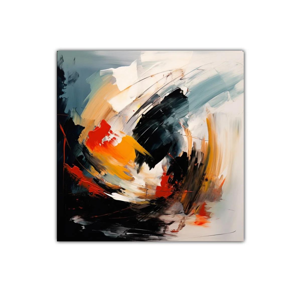 Cuadro abstracto con energía en tonos cálidos y oscuros — imagen principal