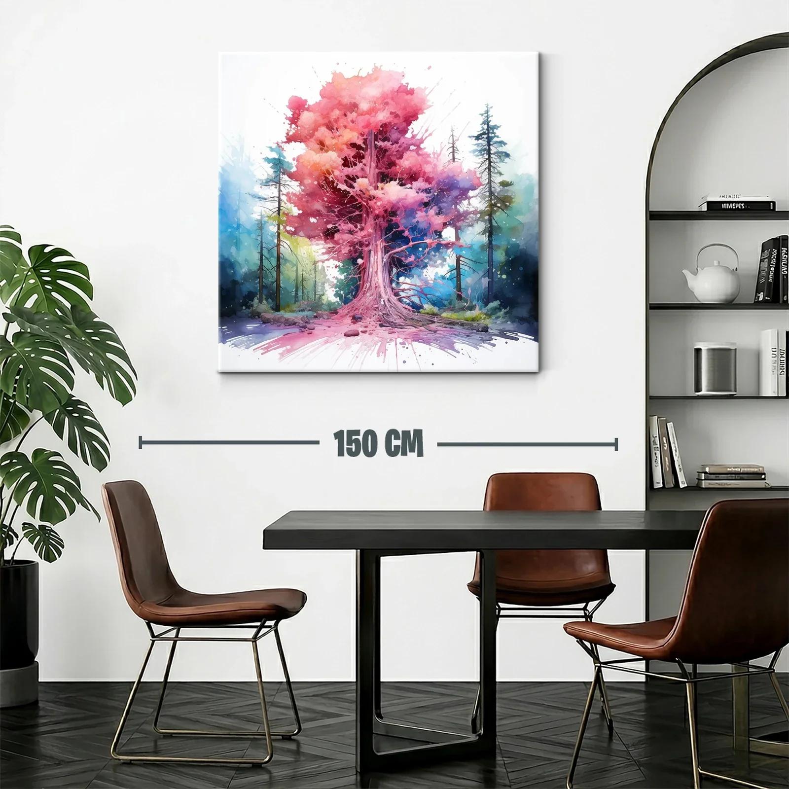 Árbol vibrante con tonos rosas y azules en bosque místico — miniatura 2