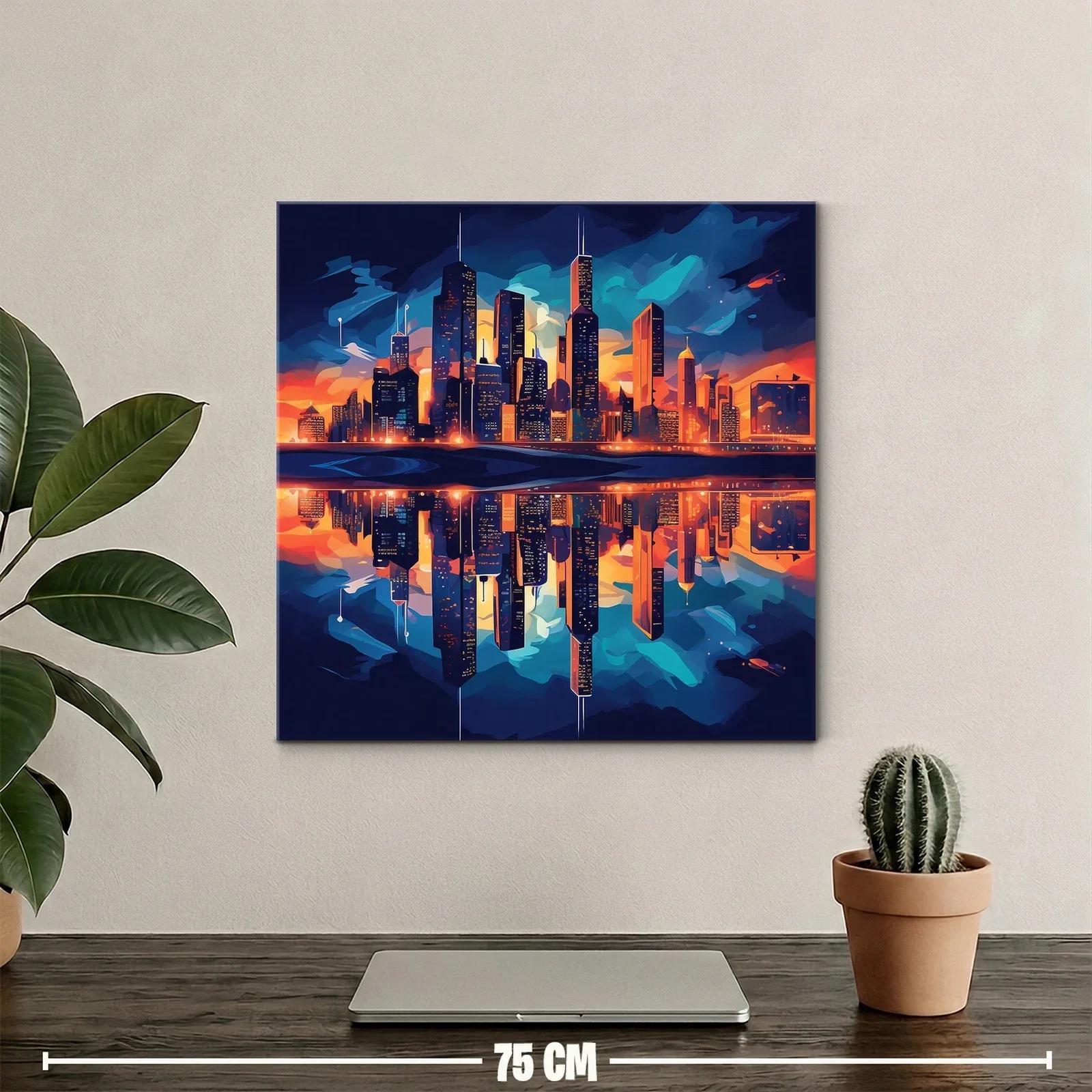 Impresionante skyline urbano al atardecer vibrante — miniatura 2