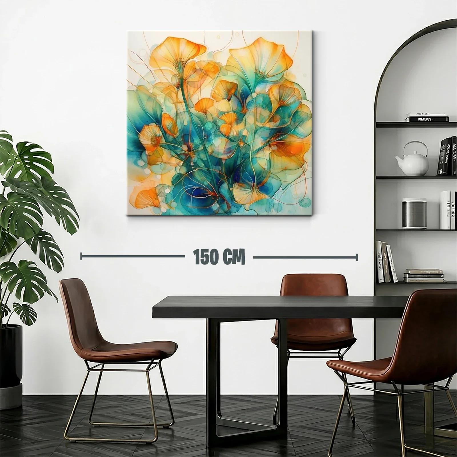 Floración abstracta en tonos cálidos y azules vibrantes — miniatura 2