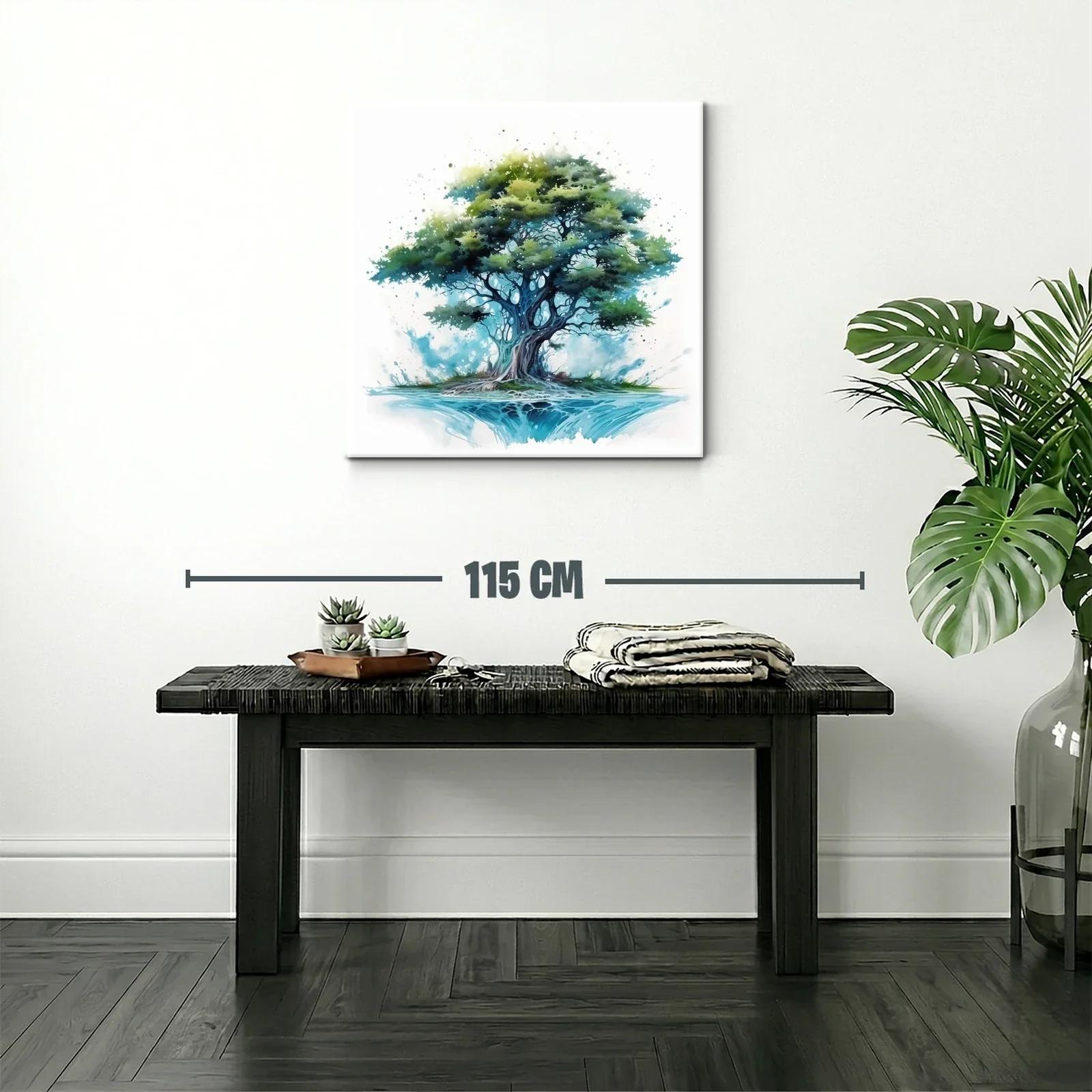 Árbol frondoso en tonos azules y verdes vibrantes — miniatura 2