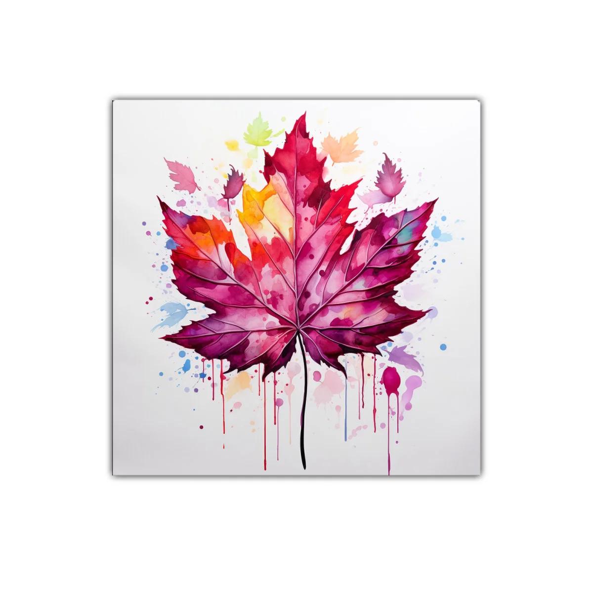 Cuadro decorativo de hoja de arce multicolor vibrante — imagen principal