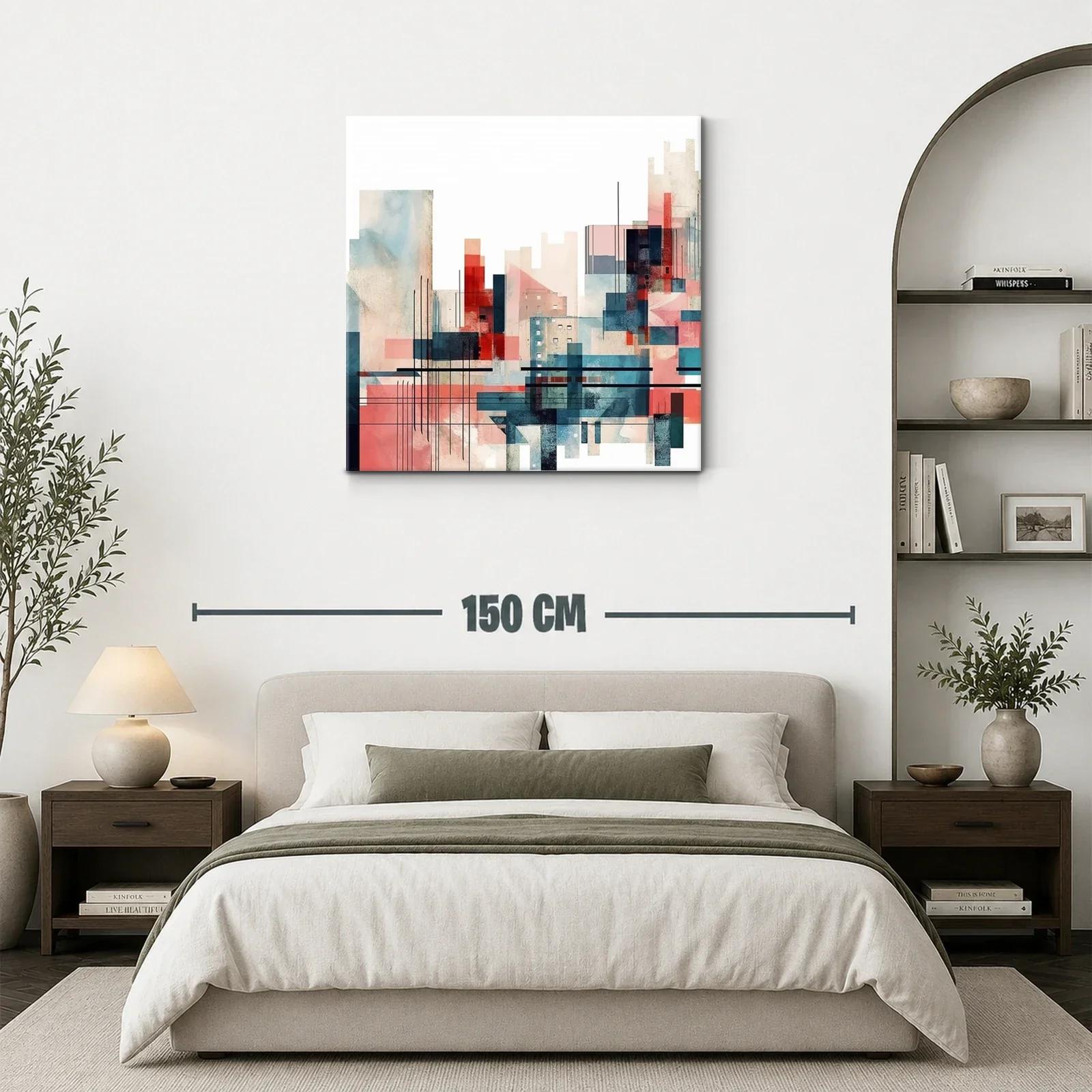 Composición abstracta urbana con tonos cálidos y fríos — miniatura 3