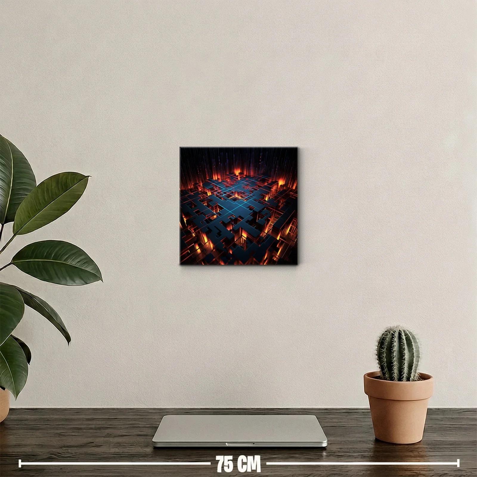 Abstracto geométrico con luces cálidas y líneas azules — miniatura 2