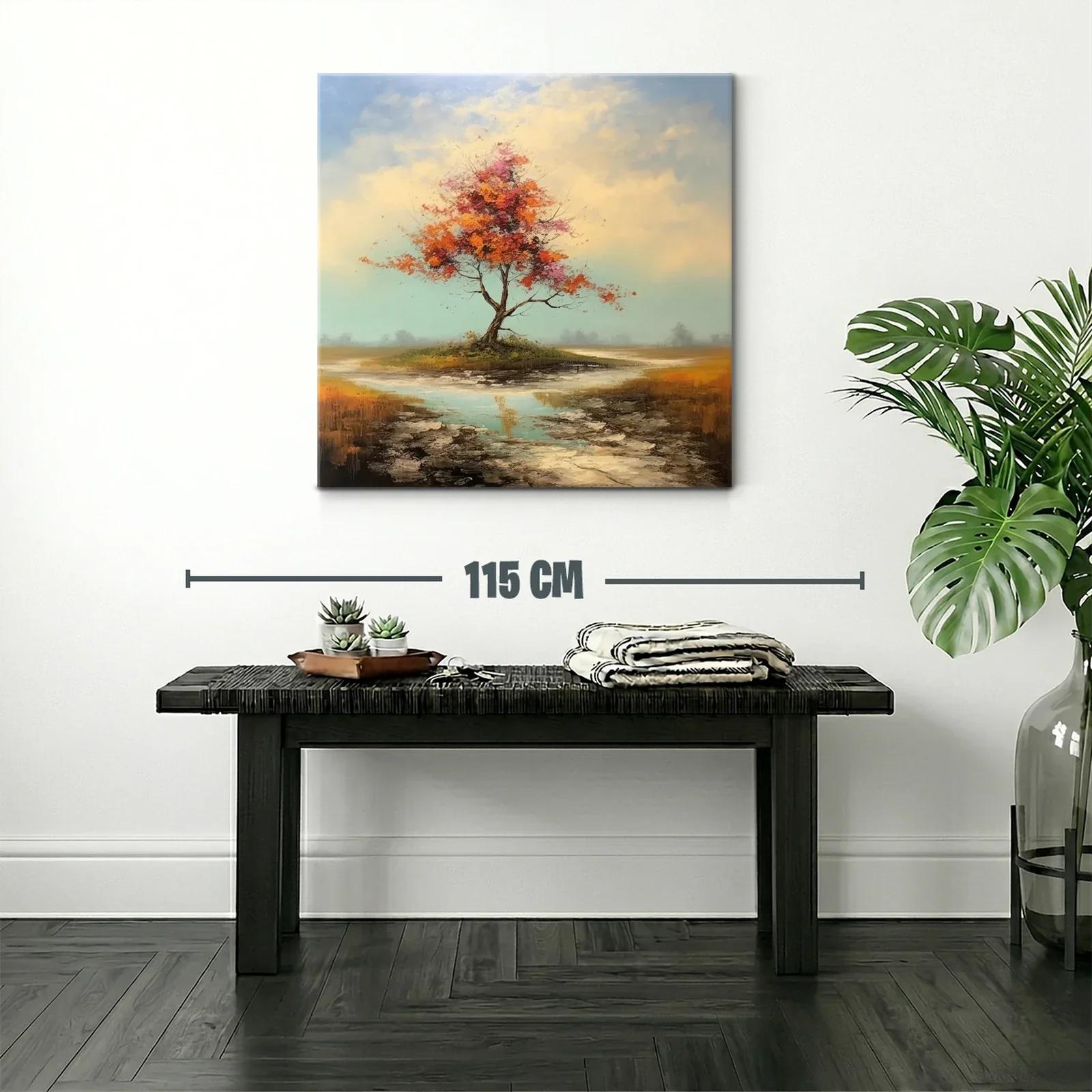 Árbol solitario con tonos otoñales y reflejos de agua — miniatura 2