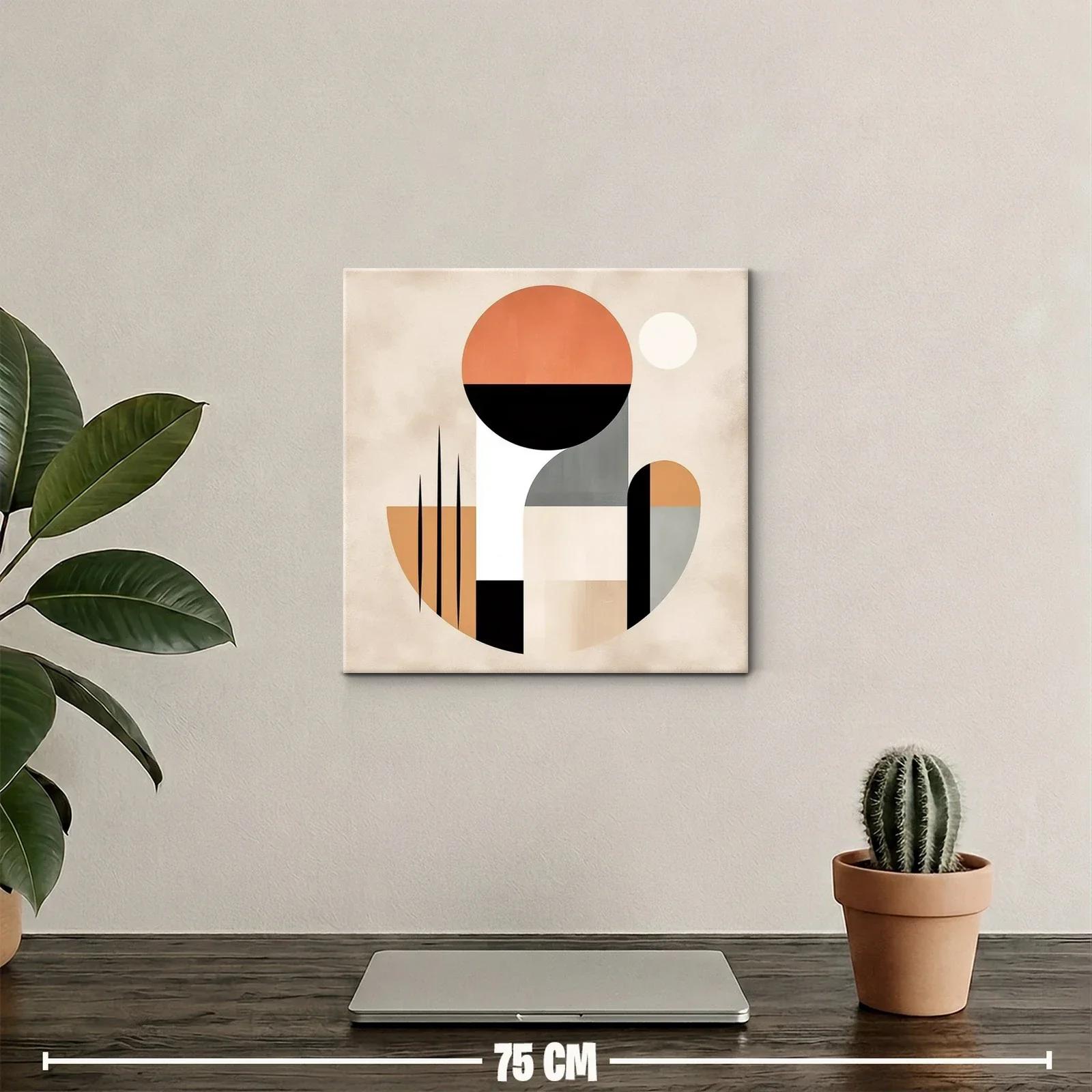 Cuadro abstracto con formas geométricas y tonos cálidos — miniatura 2