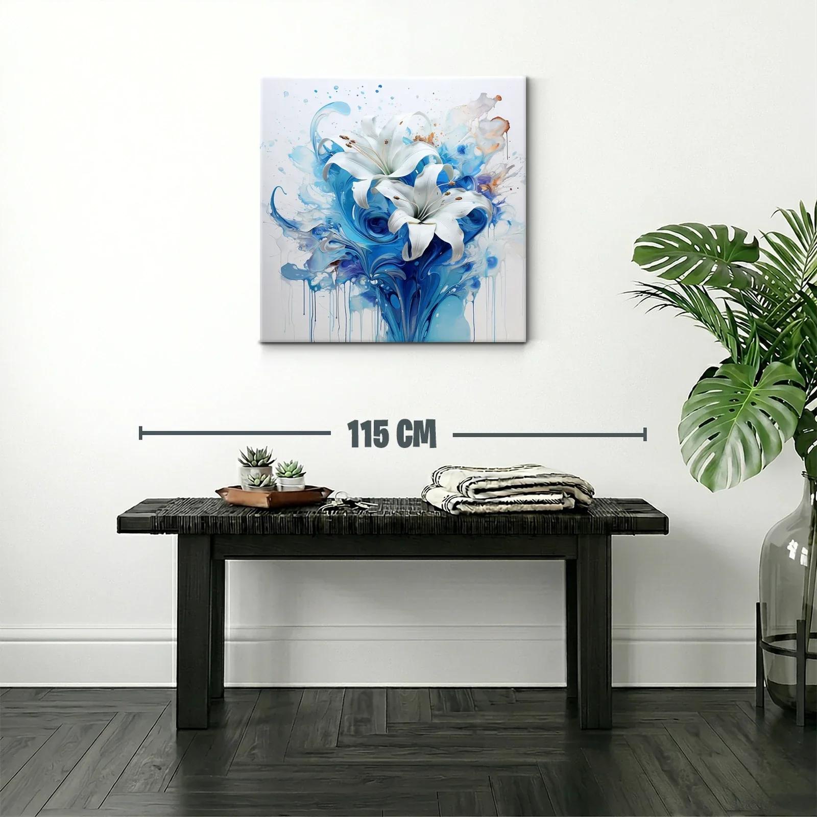 Elegancia floral en tonos azules y blanco puro — miniatura 2