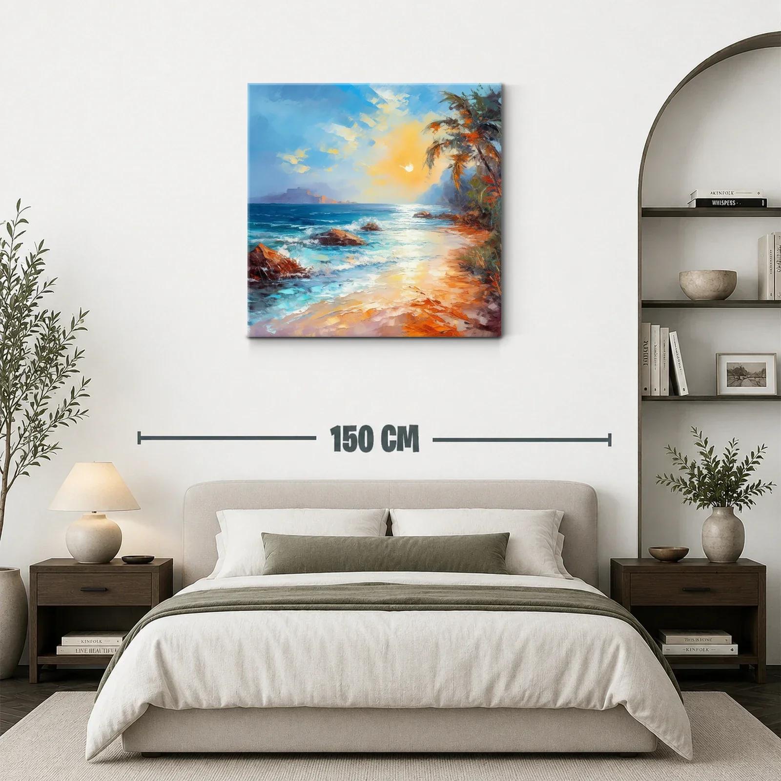 Atardecer brillante en costa tropical con palmeras — miniatura 3