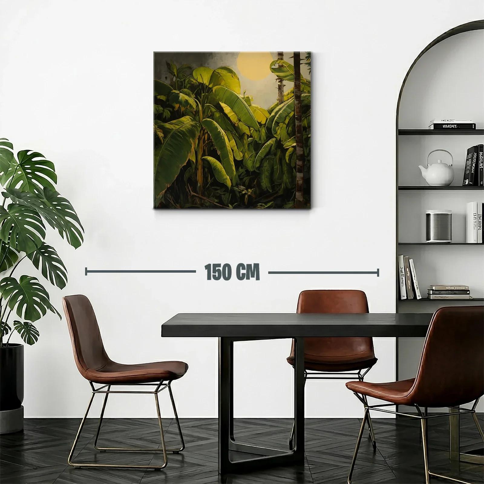 Cuadro tropical con hojas de plátano y sol radiante — miniatura 2