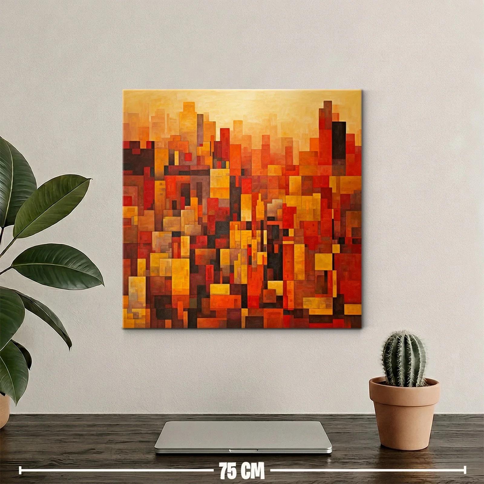 Cuadro abstracto con formas geométricas en tonos cálidos — miniatura 2