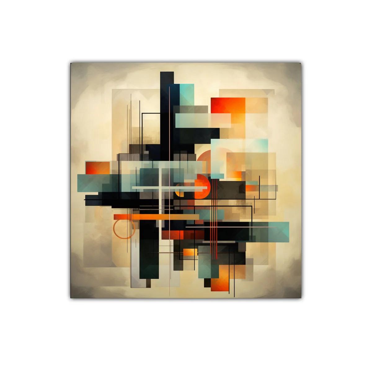 Composición abstracta con formas geométricas y tonos cálidos