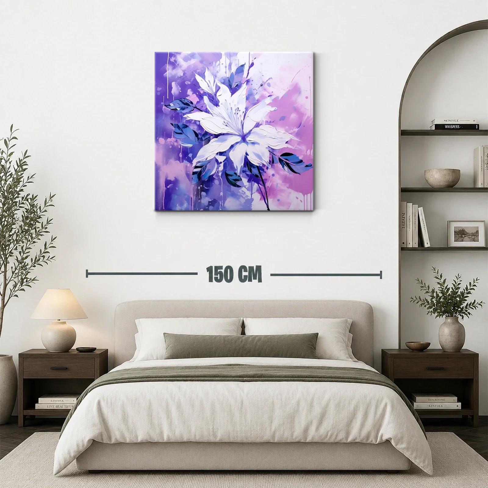 Flor blanca sobre fondo vibrante en tonos violetas y azules — miniatura 3