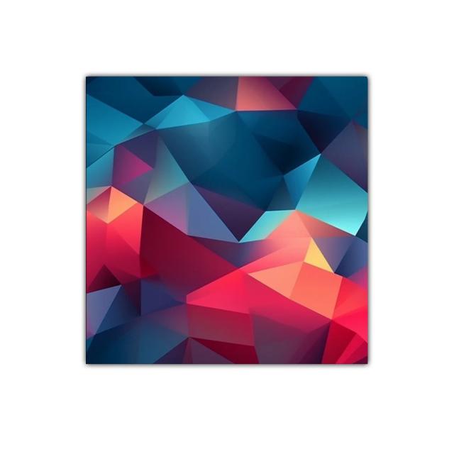 Composición geométrica vibrante con tonos intensos y cálidos