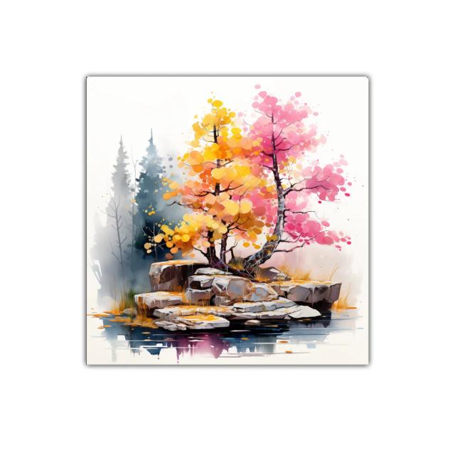 Paisaje de otoño vibrante con árboles de colores brillantes