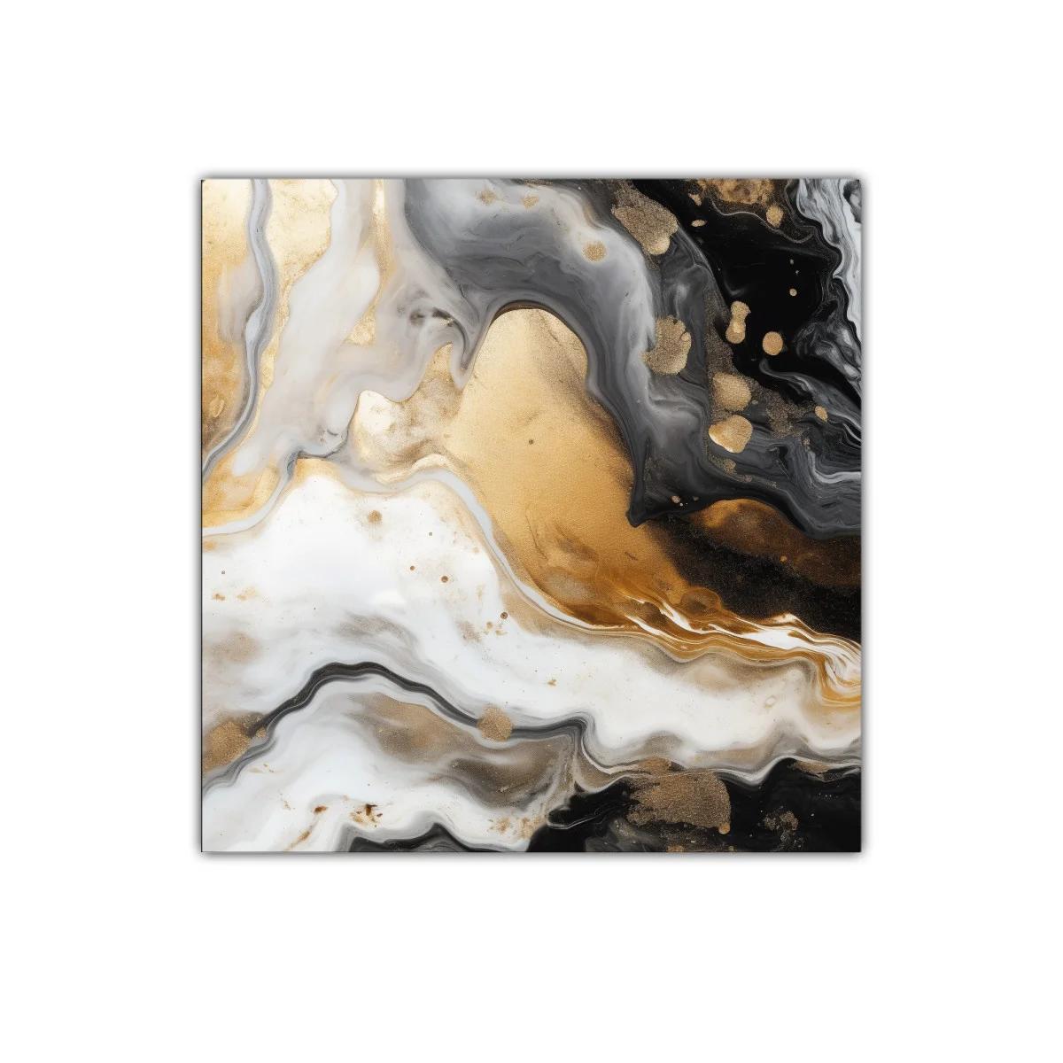 Cuadro abstracto con tonos dorados y negros elegantes — imagen principal