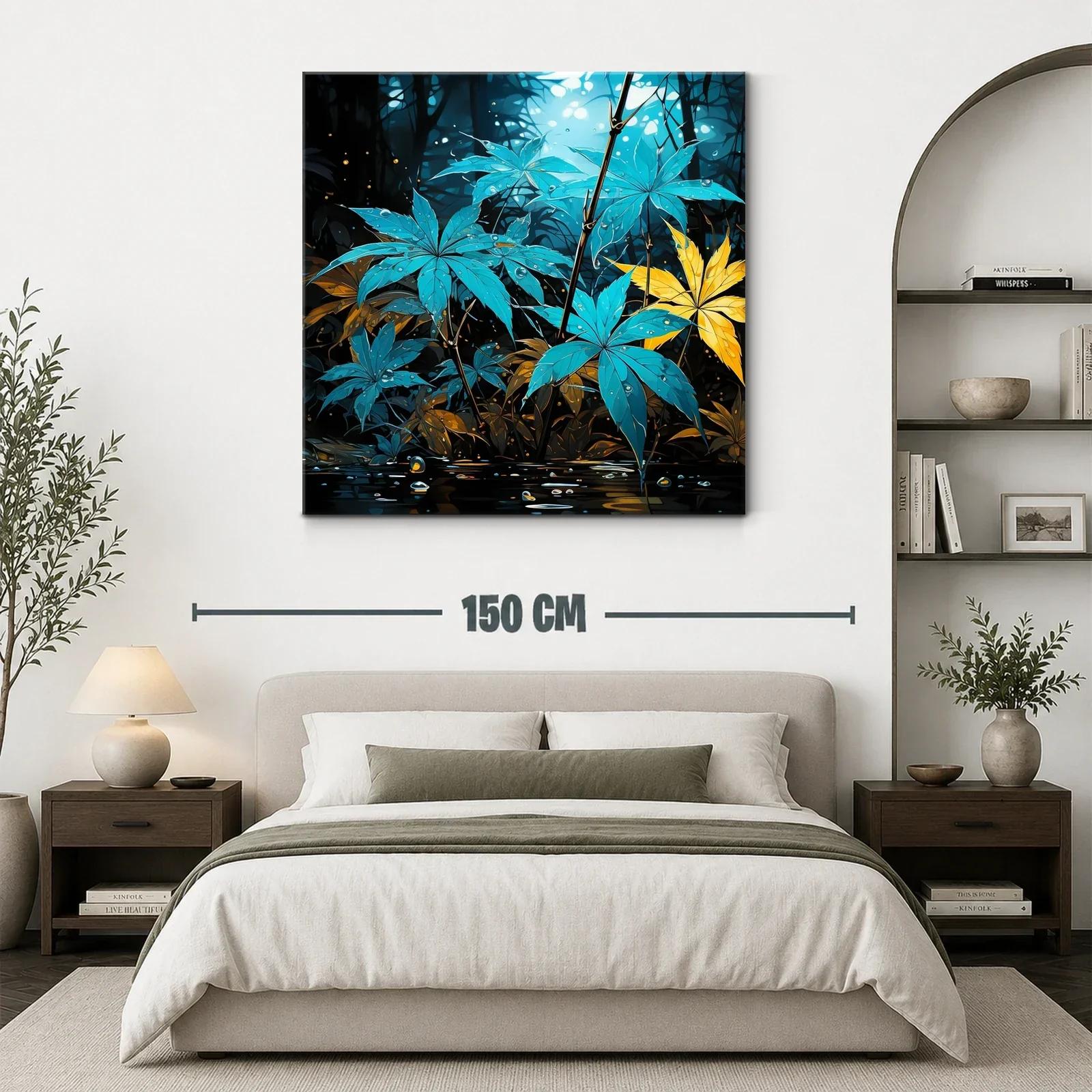 Hojas vibrantes entre luces y naturaleza azul y amarilla — miniatura 3