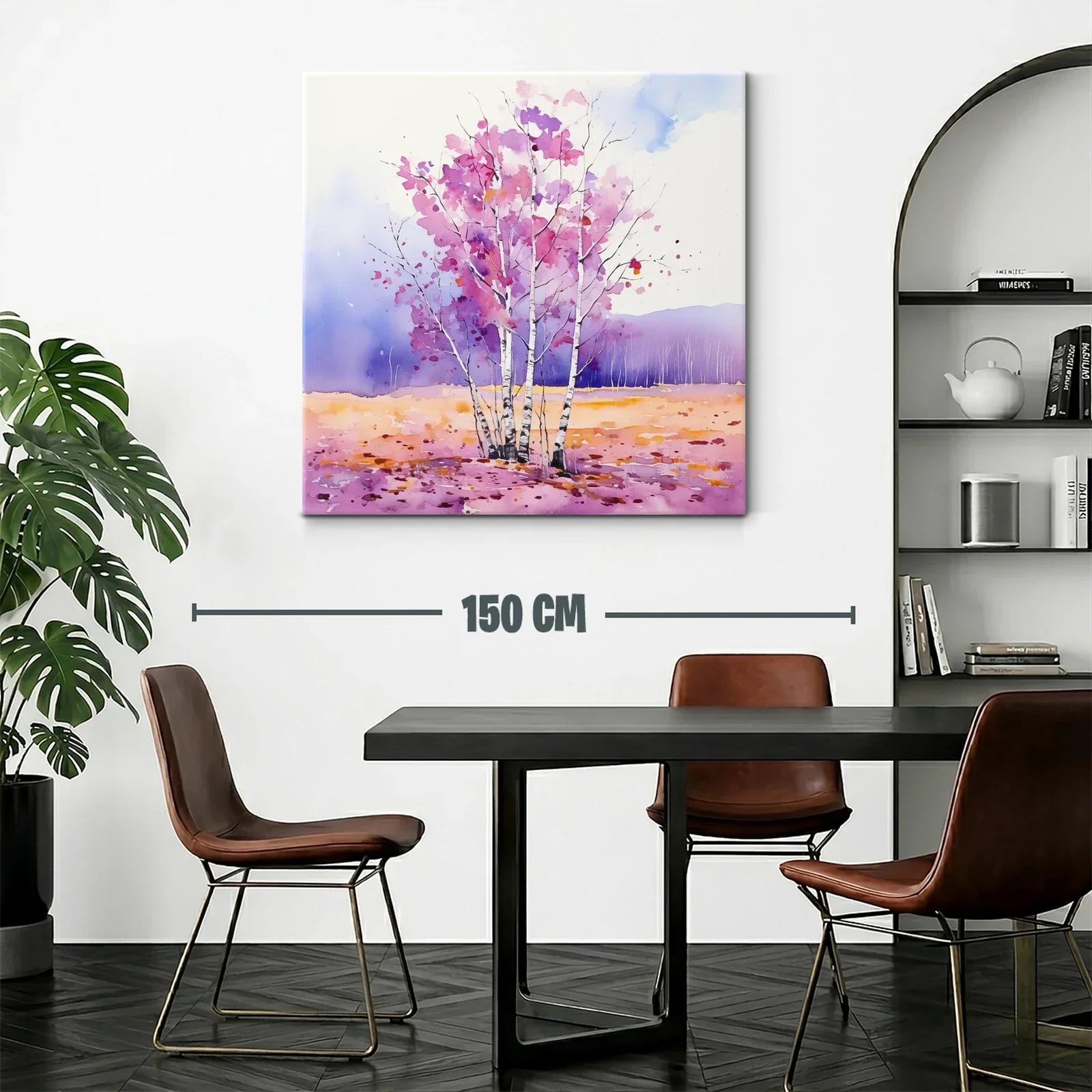 Arboleda en tonos lilas y rosas con paisaje sereno — miniatura 2