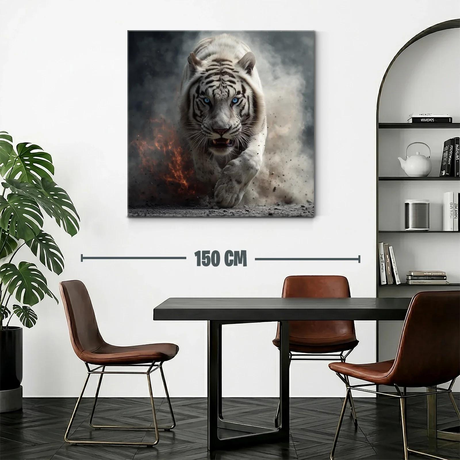 Impresionante tigre blanco en movimiento con mirada penetrante — miniatura 2