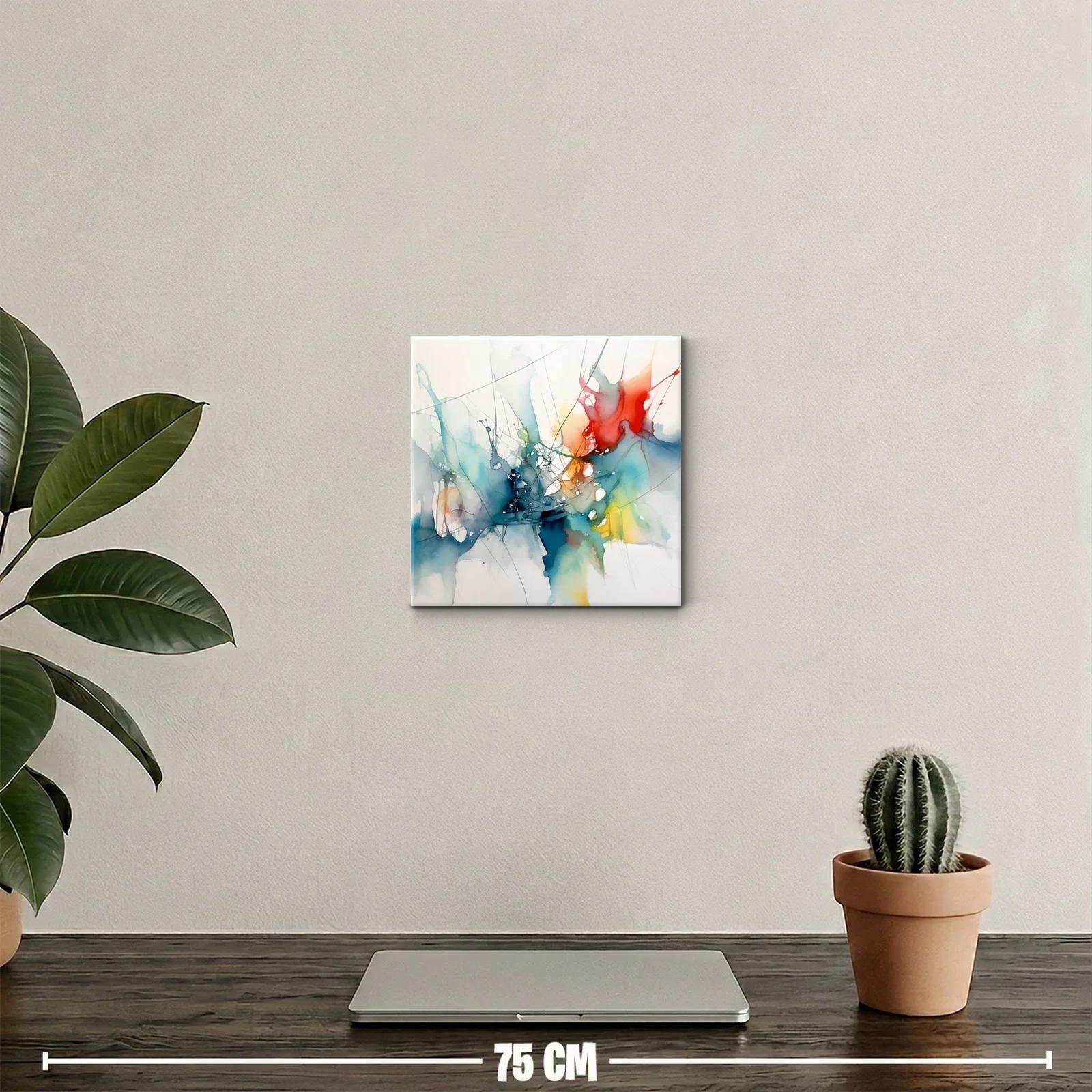 Cuadro abstracto con explosión de colores vivos y formas fluidas — miniatura 2