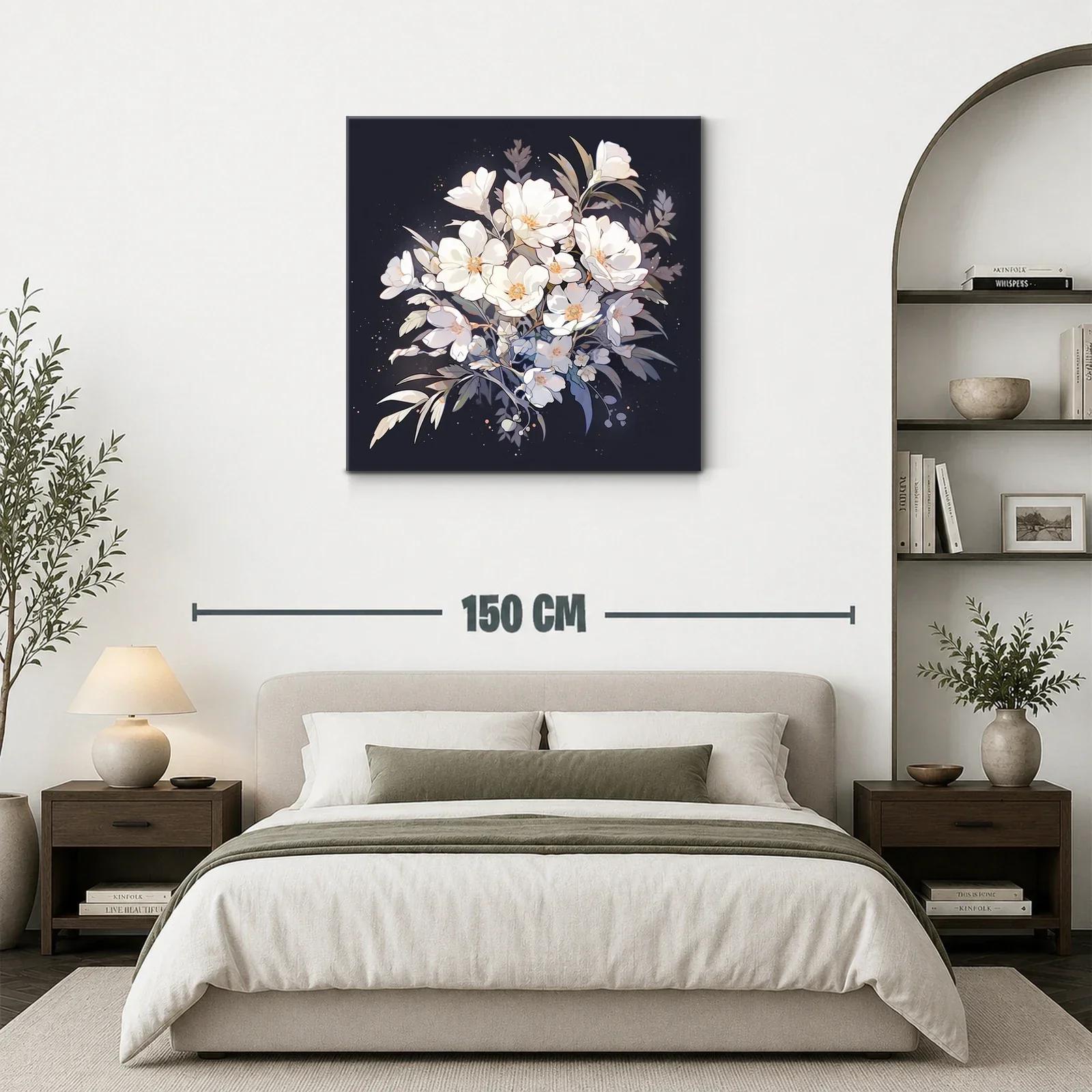 Ramo de flores blancas sobre fondo oscuro elegante — miniatura 3