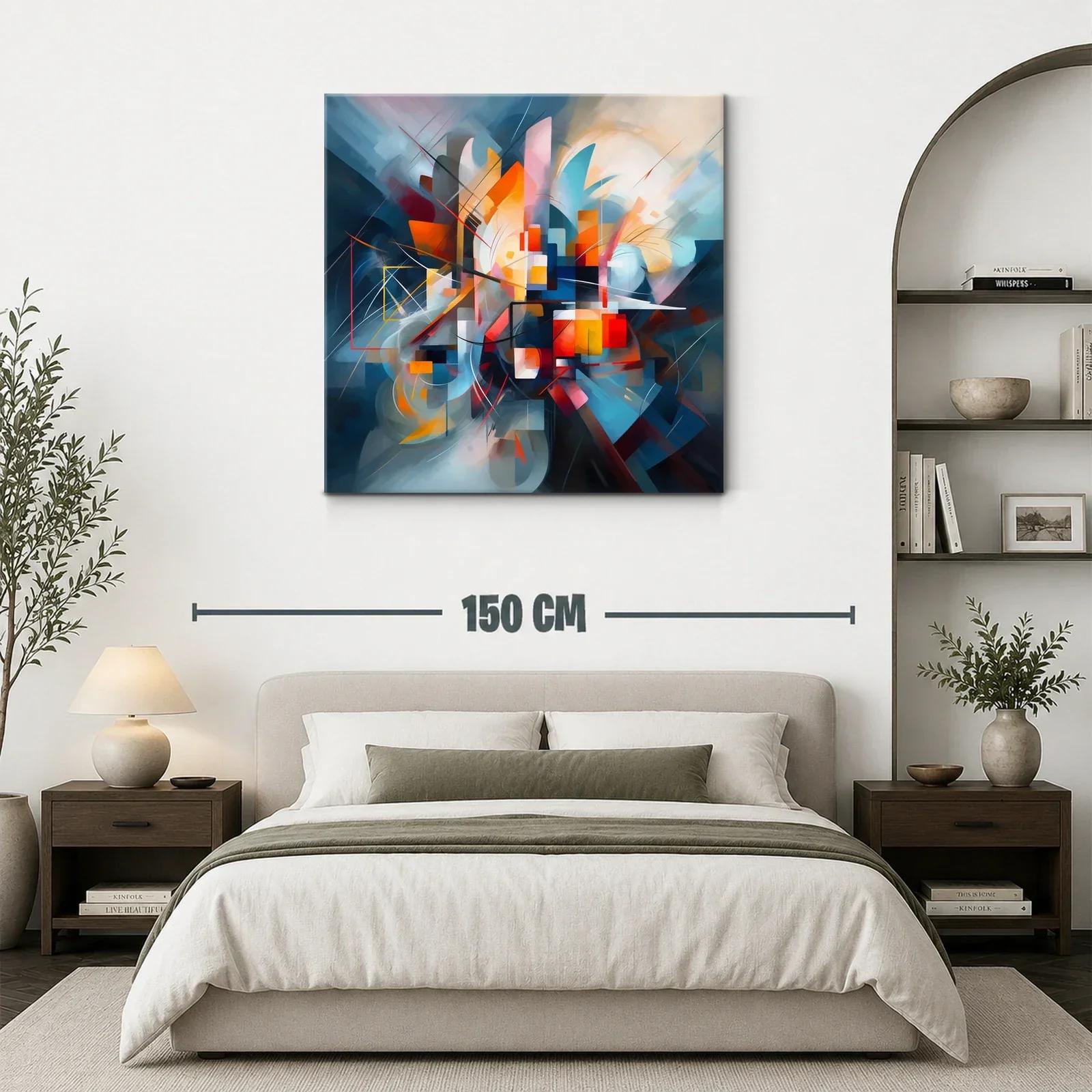 Cuadro abstracto con tonos vibrantes y formas dinámicas — miniatura 3
