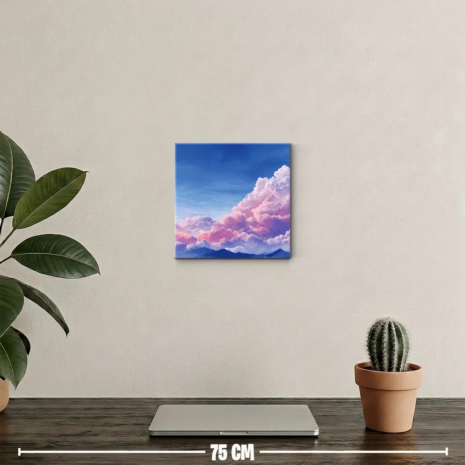Cielo crepuscular con nubes rosas y montañas azuladas — miniatura 2