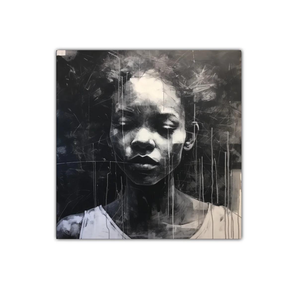 Retrato expresivo en escala de grises para decoración moderna — imagen principal