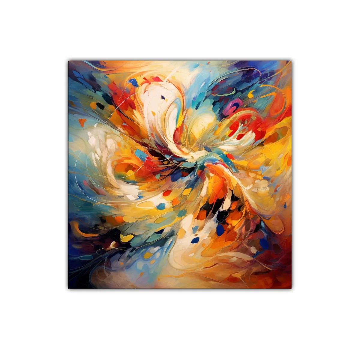 Cuadro abstracto con vibrante explosión de colores cálidos y fríos — imagen principal