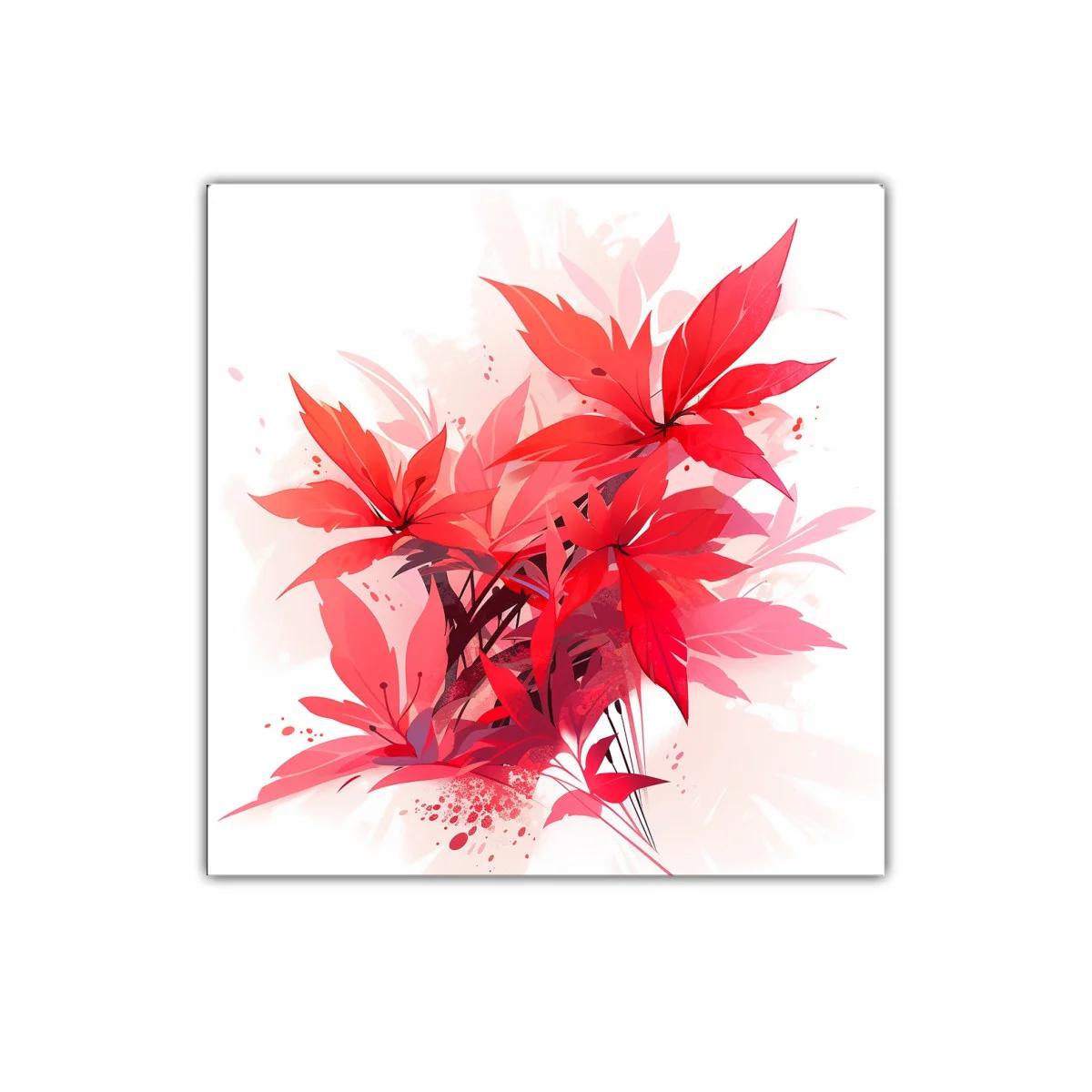 Cuadro con diseño floral en tonos rojos vibrantes y rosados — imagen principal