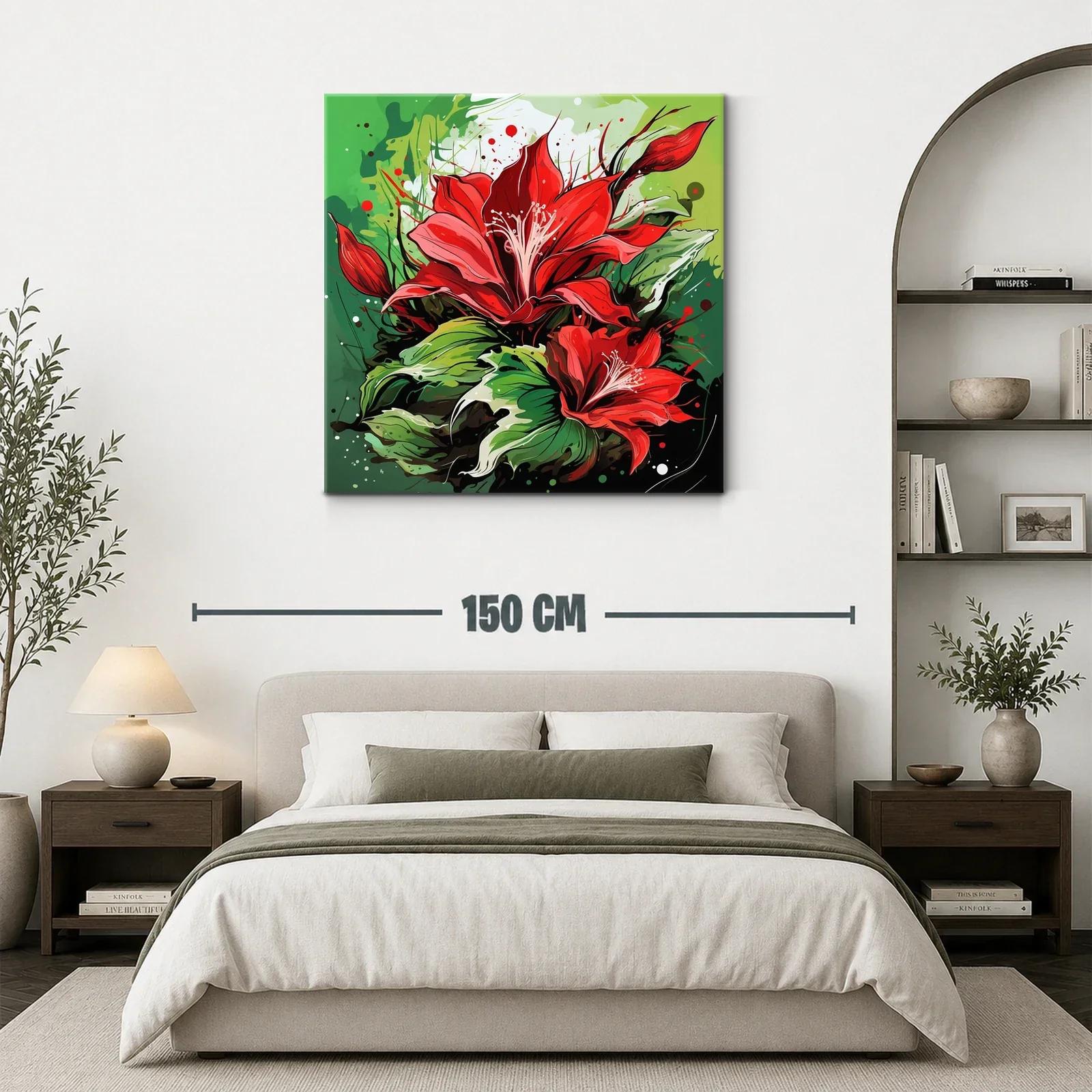 Flor roja vibrante con hojas verdes en contraste — miniatura 3