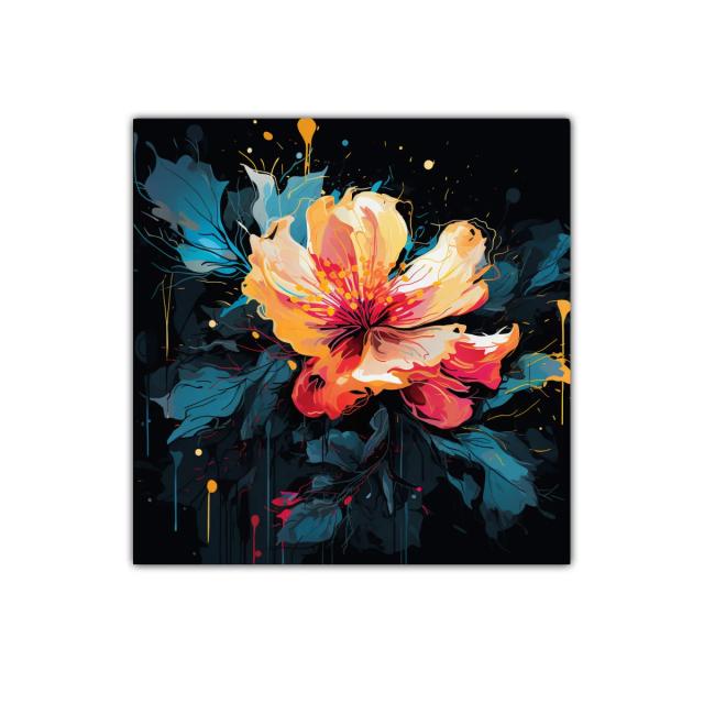 Cuadro decorativo flor vibrante con contrastes intensos