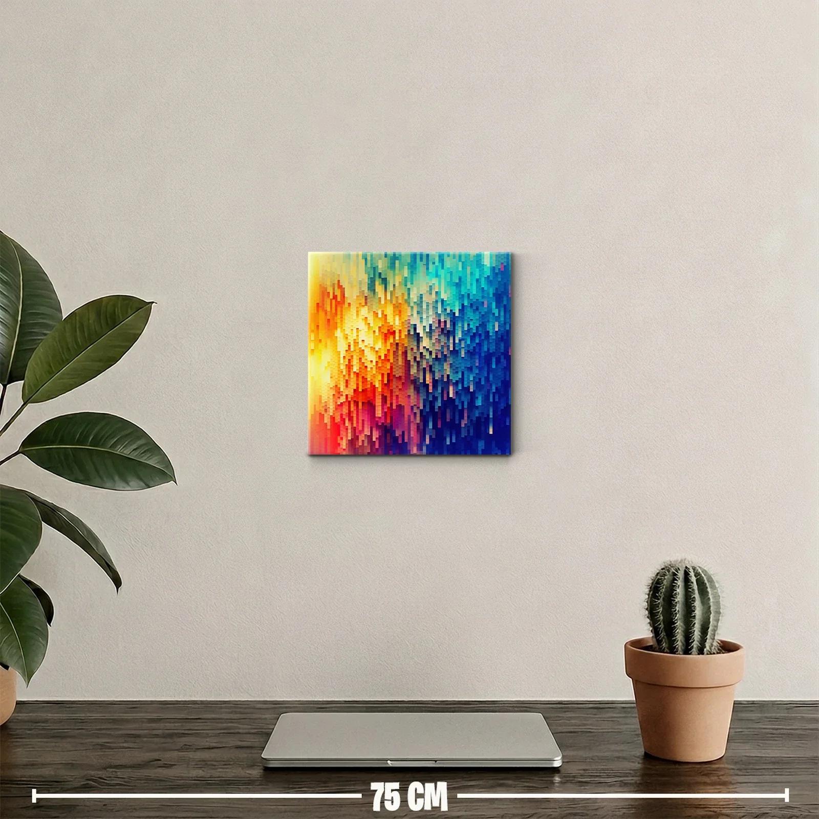 Cuadro abstracto de colores vivos con patrón pixelado — miniatura 2