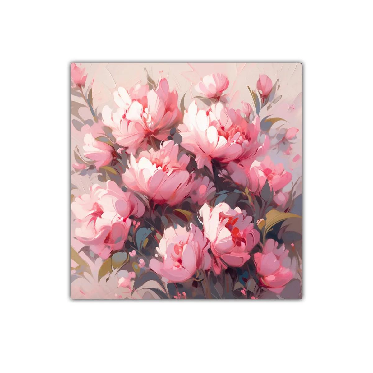 Cuadro decorativo con ramo de flores rosas delicadas