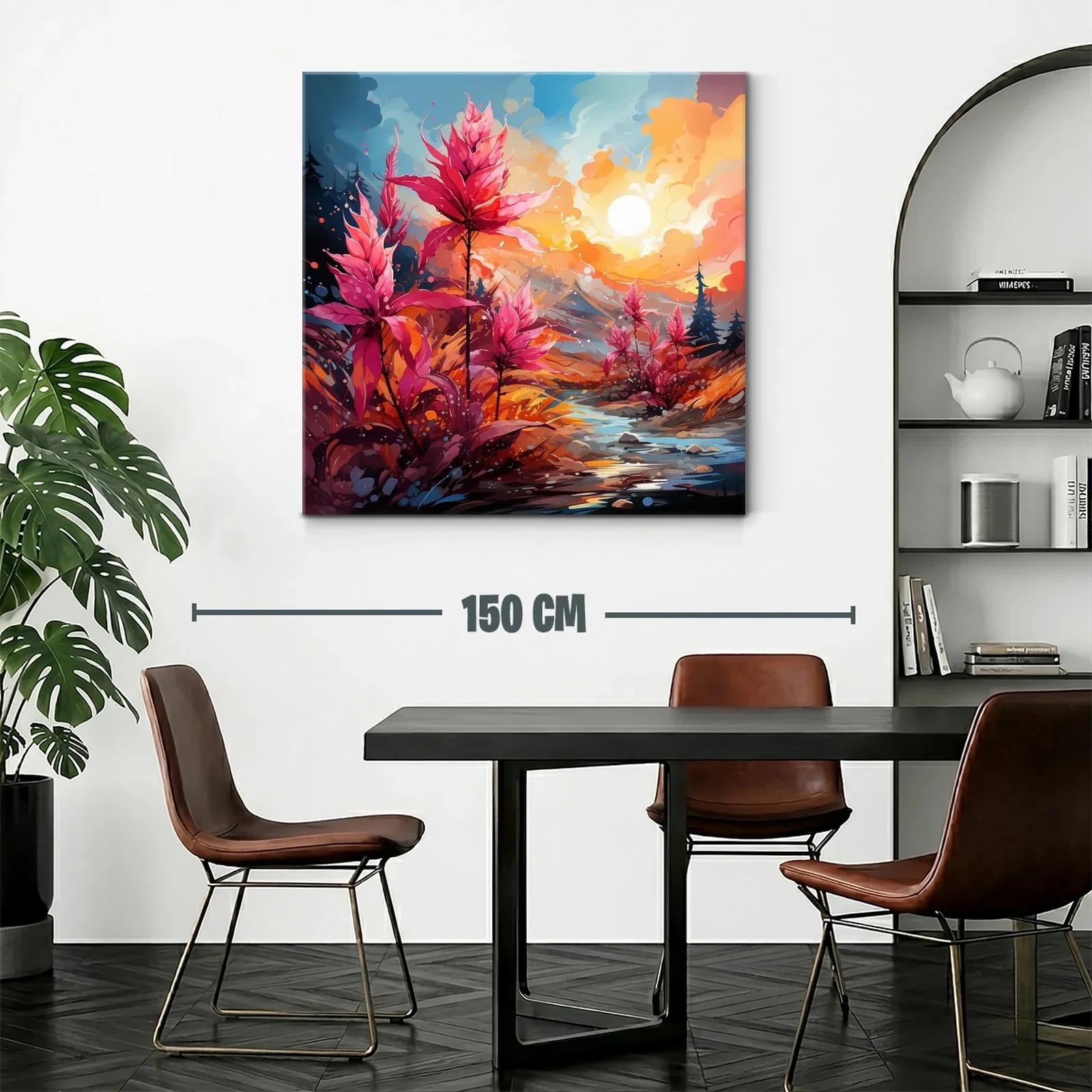 Paisaje vibrante con flores fucsias bajo el sol radiante — miniatura 2