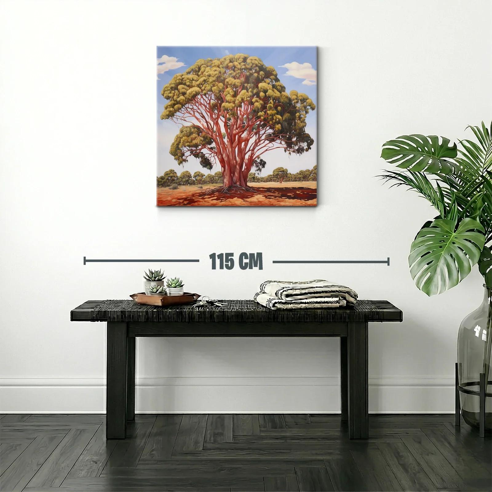 Impresionante árbol con tronco rojo sobre paisaje soleado — miniatura 2