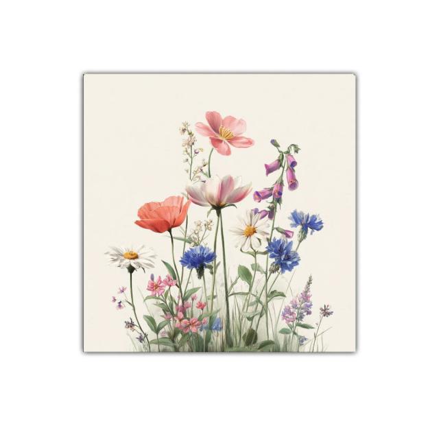 Cuadro decorativo con delicadas flores silvestres multicolor