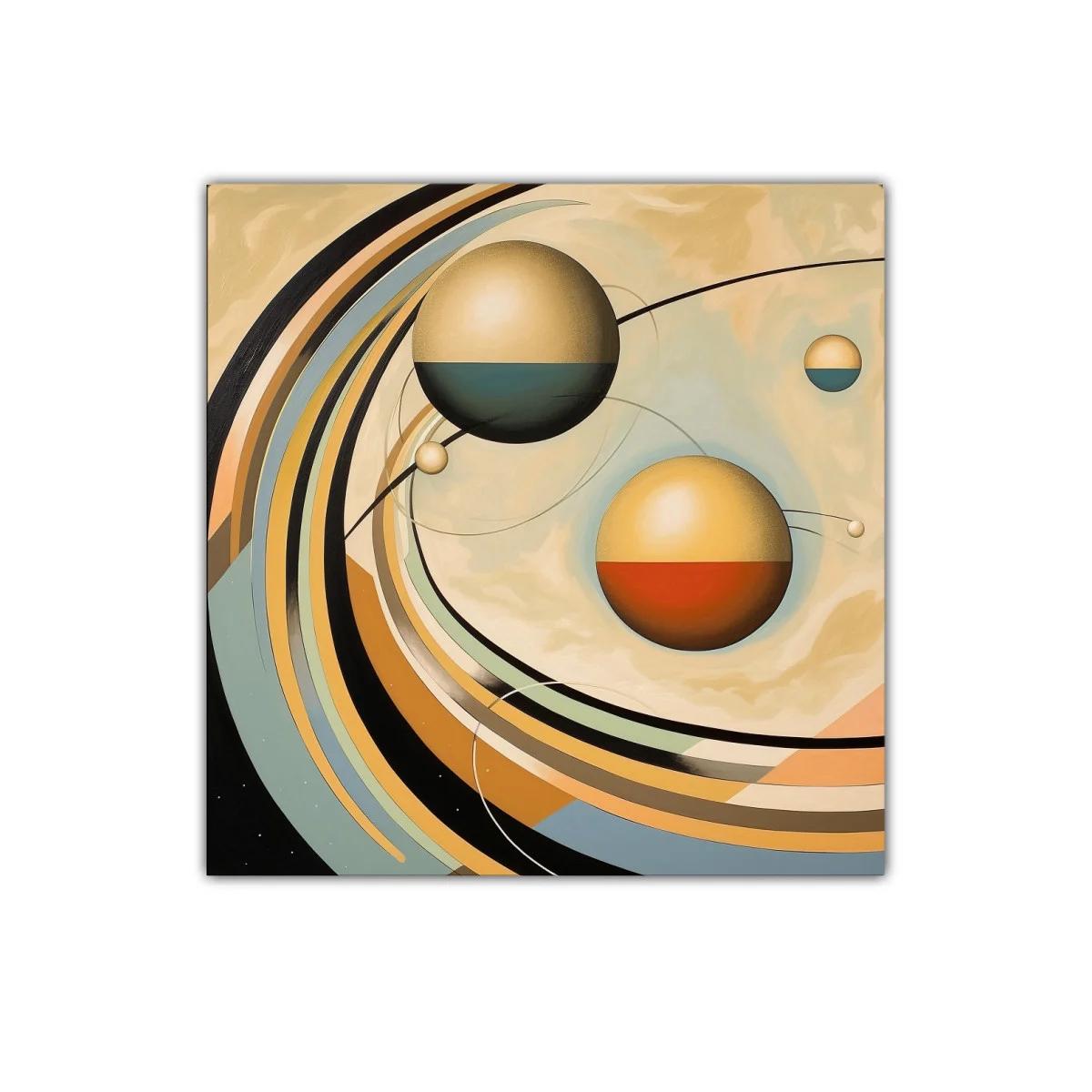 Composición abstracta con esferas y líneas onduladas — imagen principal