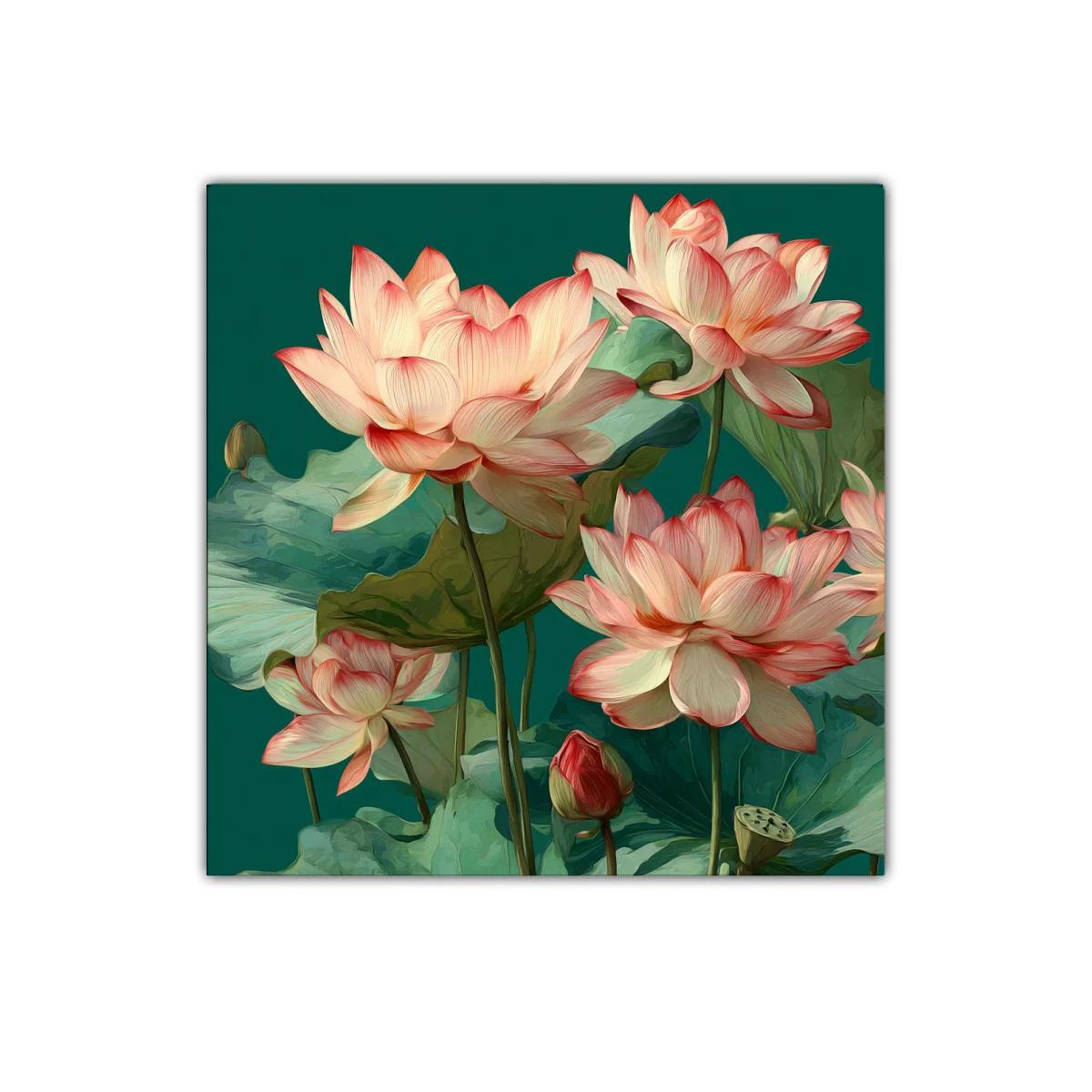 Flores de loto en tonos suaves sobre fondo verde — imagen principal