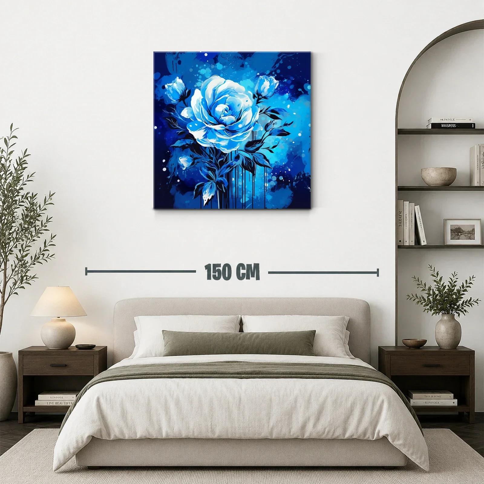 Rosa azul en composición vibrante con fondo dinámico — miniatura 3
