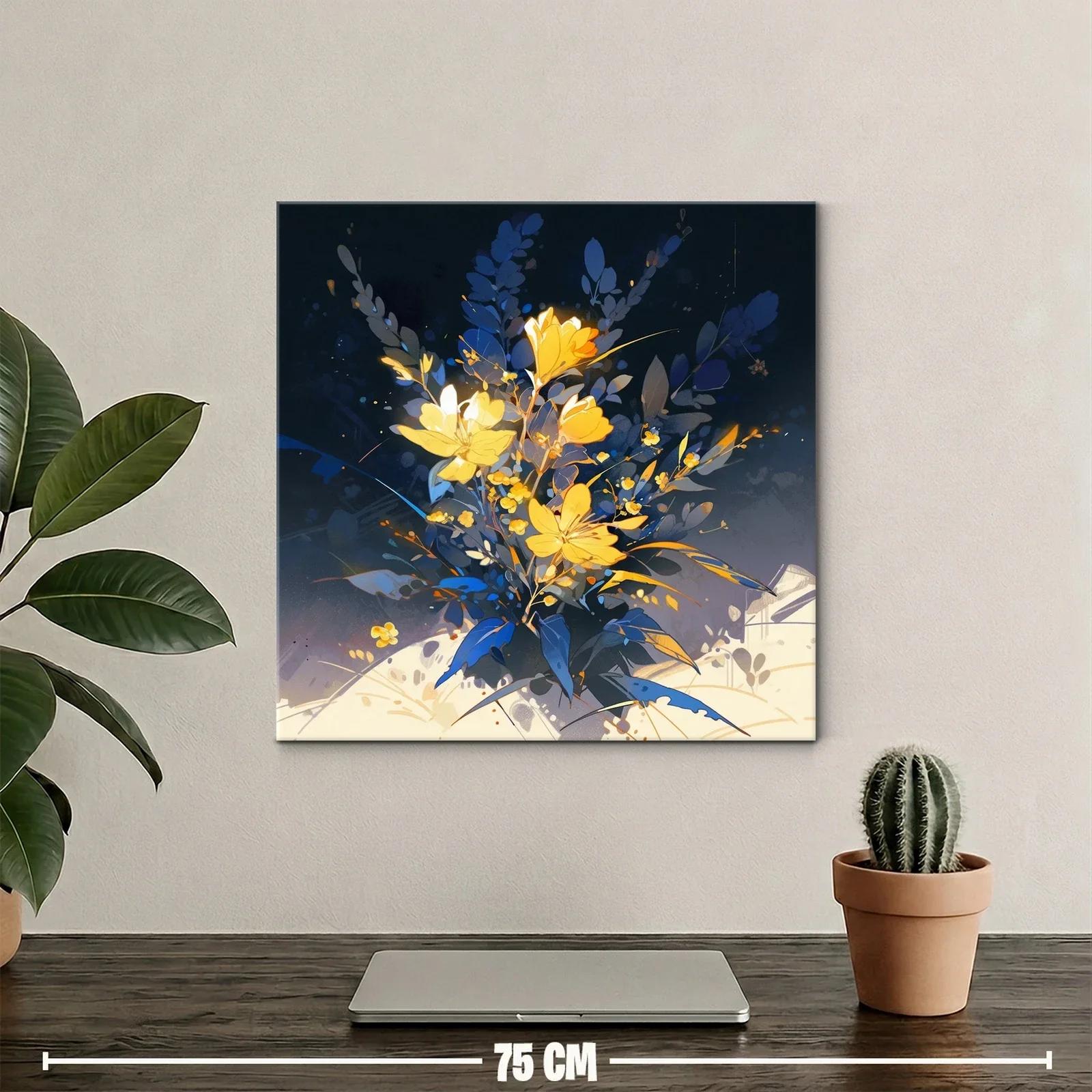 Ramo vibrante con flores amarillas sobre fondo oscuro — miniatura 2