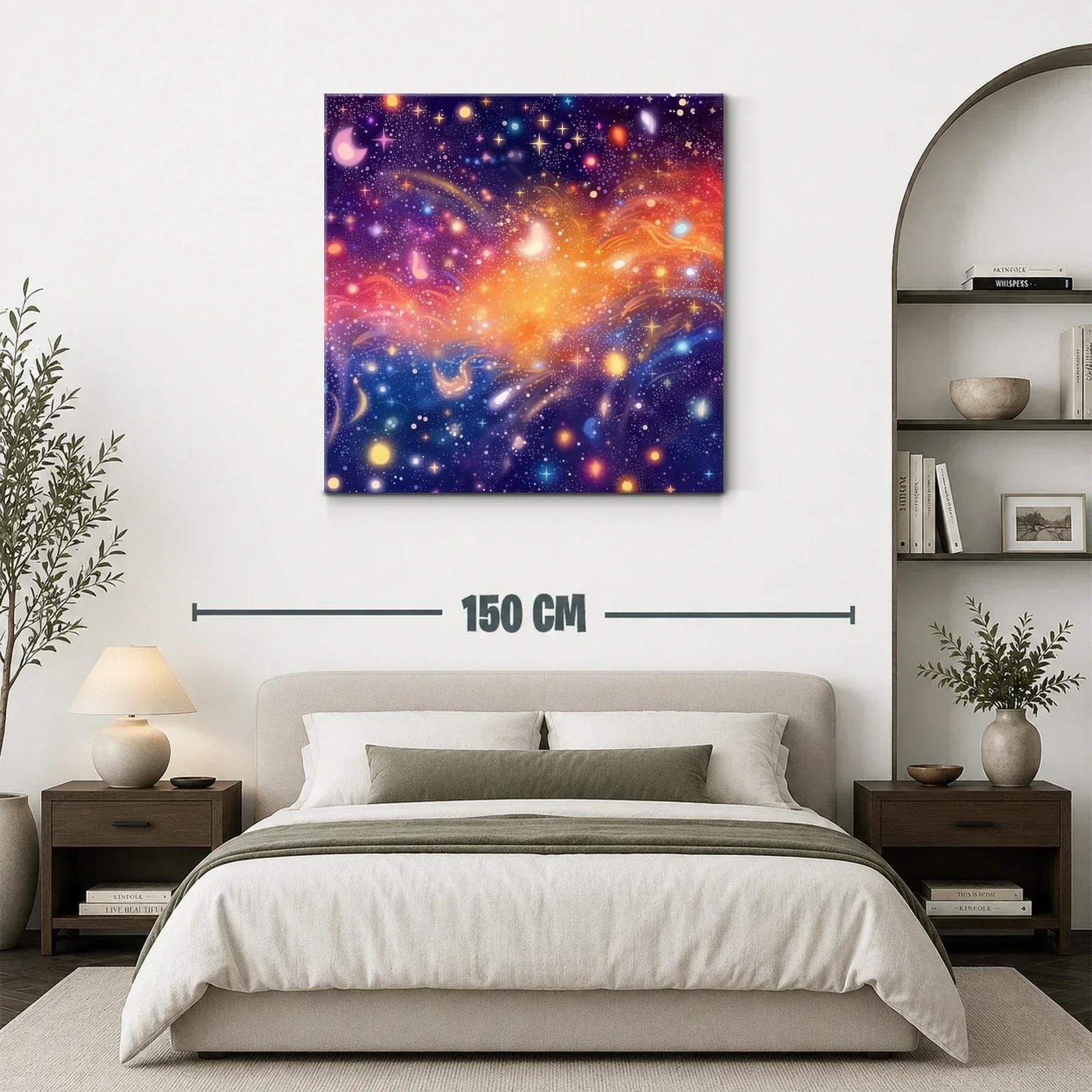 Cuadro Universo Abstracto con Estrellas y Luz Vibrante — miniatura 3