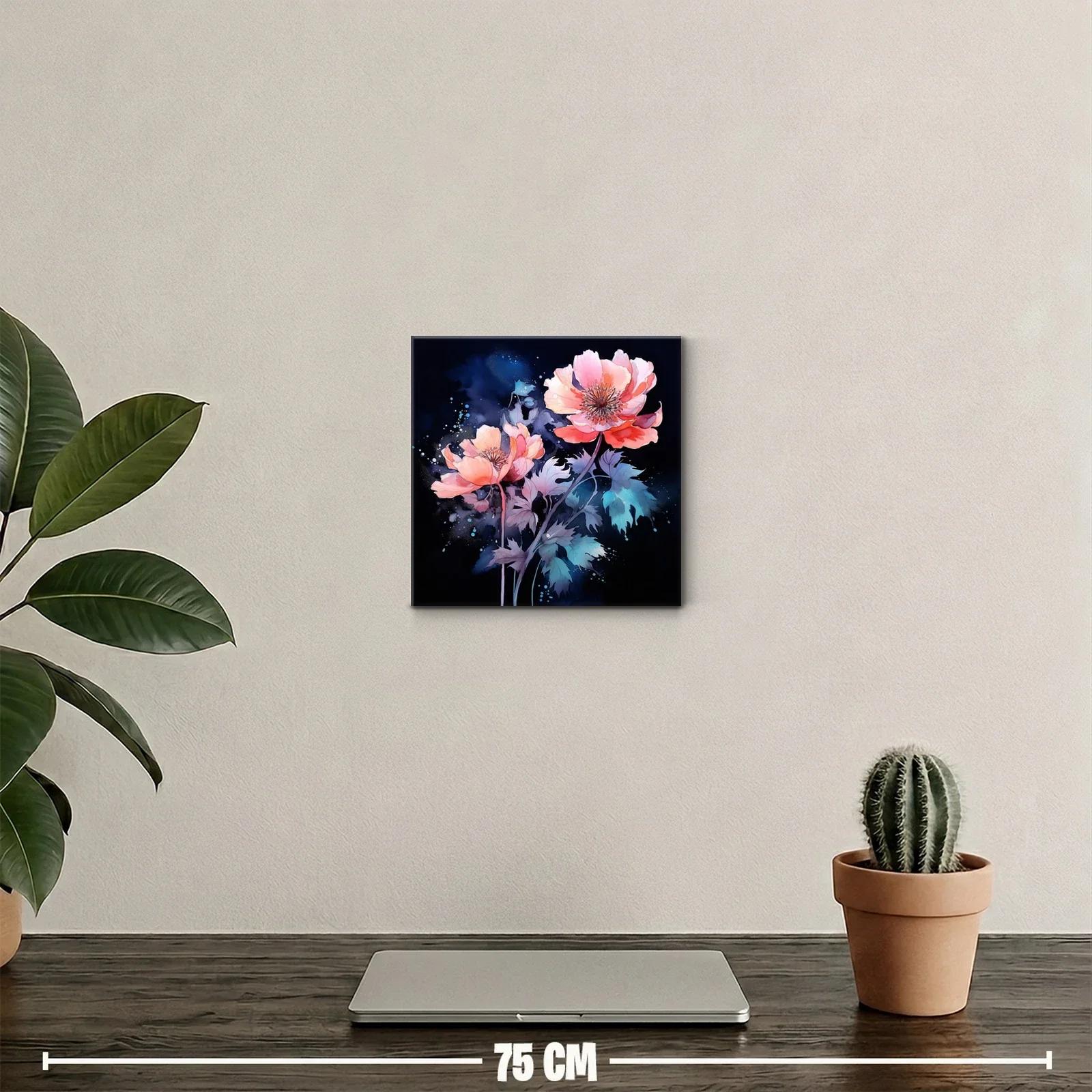 Flores delicadas en tonos coral sobre fondo oscuro elegante — miniatura 2