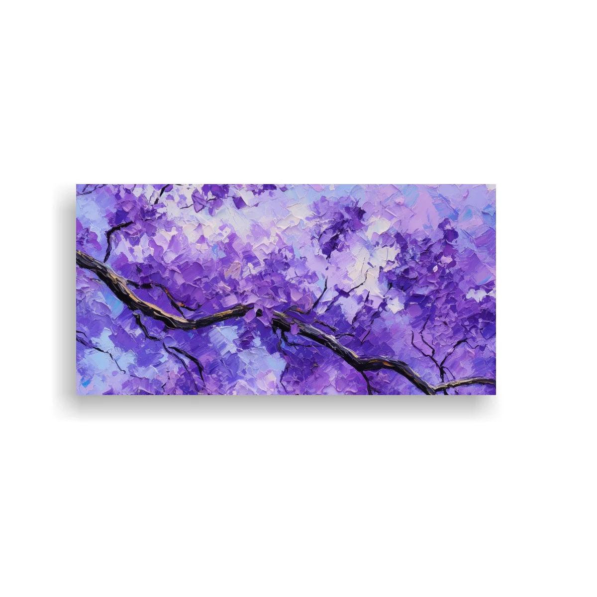 Cuadro rama de jacarandá en flor con nube de flores violetas