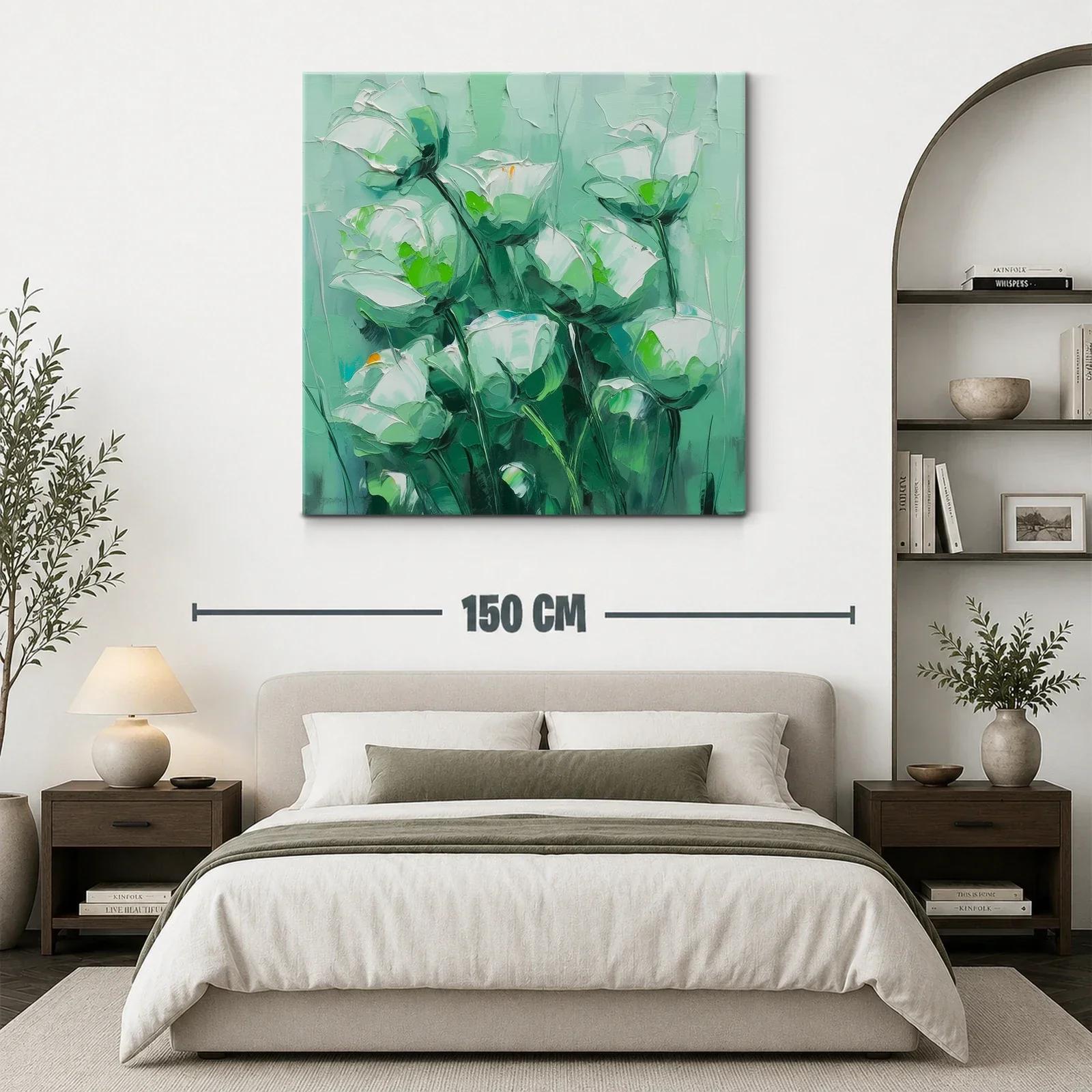 Cuadro floral con tonos verdes y blancos suaves — miniatura 3