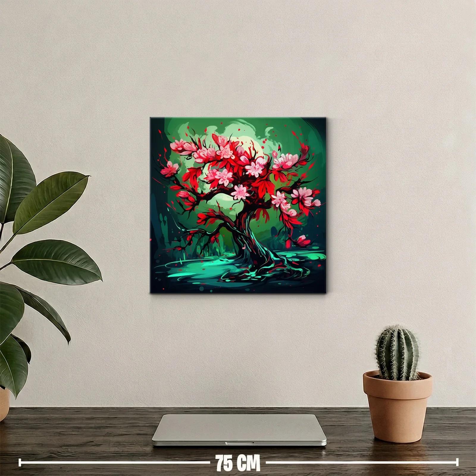 Árbol floreciente con vibrantes tonos rojos y verdes — miniatura 2