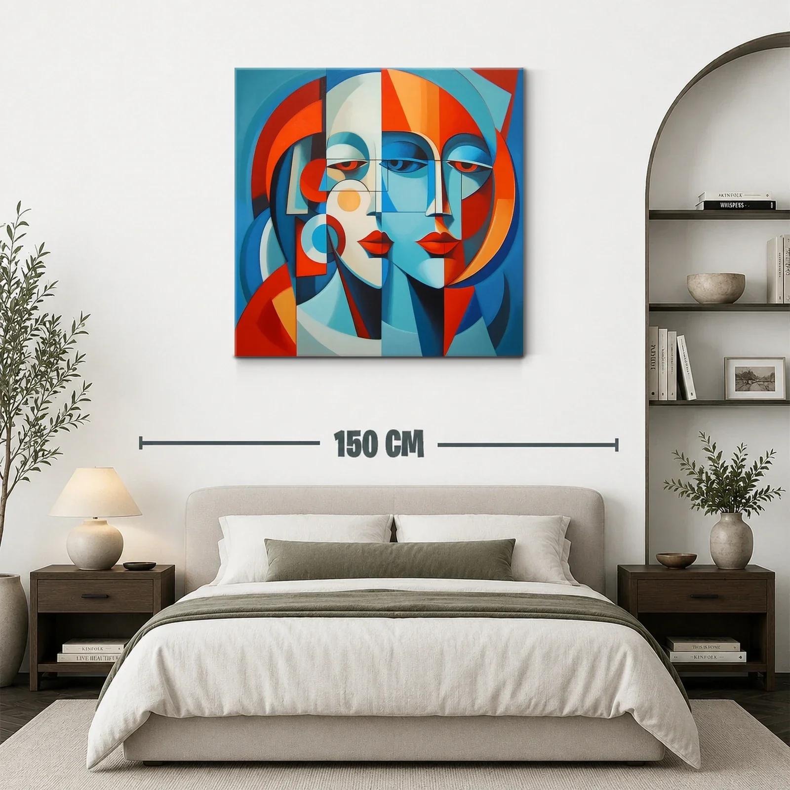 Rostros abstractos en vibrantes tonos azules y rojos — miniatura 3